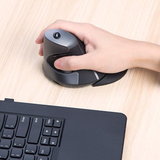 DELUX Ergonomic Vertical Mouse Wireless, Rechargeable Vertical Mouse, Bluetooth/2.4G Dual Mode, Slient Click, Removable Wrist Rest, 800/1200/1600DPI Levels, 6 Buttons, for Laptop/PC (M618G DB-Black)