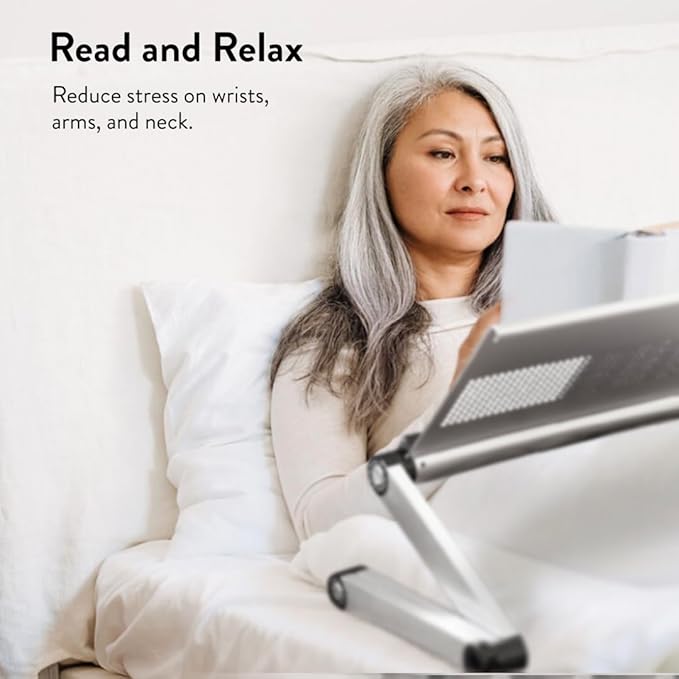 Uncaged Ergonomics WorkEZ Executive Adjustable Laptop Stand for Desk, Adjustable Height Foldable Aluminum Computer Stand, Cooling Laptop Holder, Notebook Computer Riser for Desk, Silver