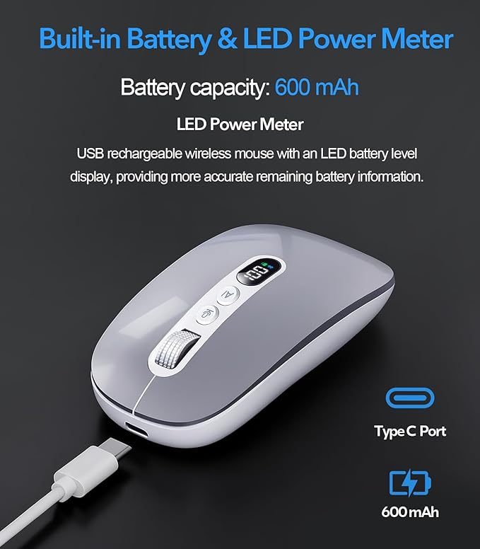 AI Wireless Mouse for Laptop PC- Enabled Bluetooth Mouse with Voice Recording & AI Summarize,Ergonomic Presenter Laser Pointer Remote,USB Rechargeable High-Performance Office Device