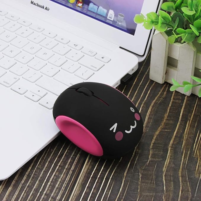 3C Light 2.4GHz Wireless Cute Small Silent Portable Mini Rechargeable Optical Mouse - 3 Buttons, Cordless for Laptop, Desktop, PC, Notebook (Red)