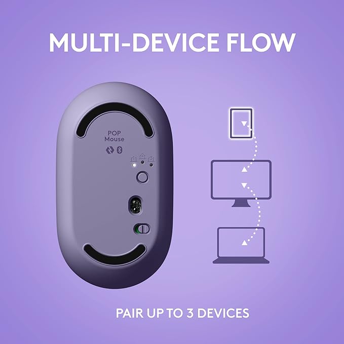 Logitech POP Mouse, Wireless Mouse with Customizable Emojis, SilentTouch Technology, Precision/Speed Scroll, Compact Design, Bluetooth, Multi-Device, OS Compatible - Cosmos