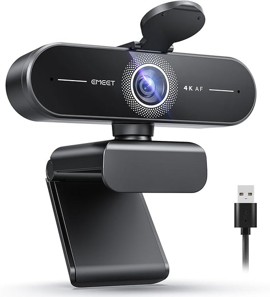 EMEET C60E 4K Webcam for Streaming & Gaming – PDAF Autofocus, Dual Mics, Live Streaming Camera with Auto Light Correction, Plug & Play USB Webcam for PC & Mac