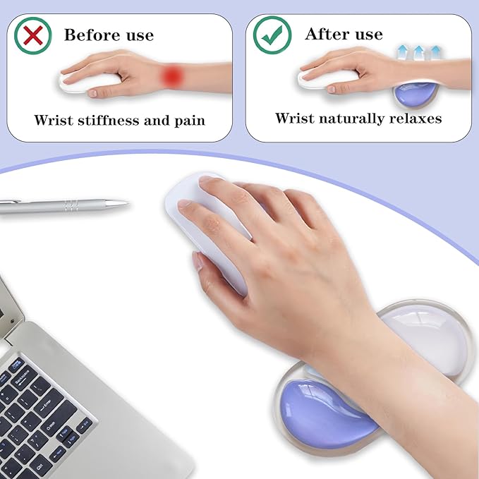 Ergonomic Keyboard Wrist Rest, Gel Wrist Rest for Keyboard and Mouse, Wrist Support and Keyboard Pad for Typing Pain Relief, Anti-Slip Base, Suitable for Office, Laptop, Computer, Gaming (Blue)
