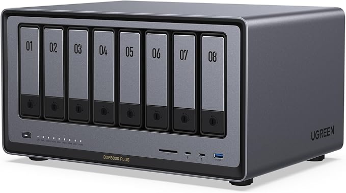 UGREEN NASync DXP8800 Plus 8-Bay Desktop NAS,Network Attached Storage (Diskless) Bundle with UGREEN Cat 8 Ethernet Cable 10FT, High Speed Braided 40Gbps 2000Mhz Network Cord.