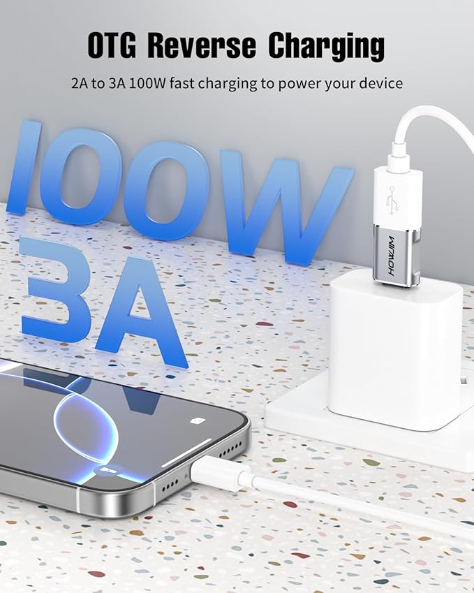 USB C to USB Adapter 2 Pack,10Gbps Data Transfer Fast Charging,Type C Male to USB 3.2 Female OTG Adapter,Aluminum Shell for Phone 17/16/15 Pro Max,Pad Pro,M-acBook Pro/Air,D-ell XPS,Chrome-book Silver