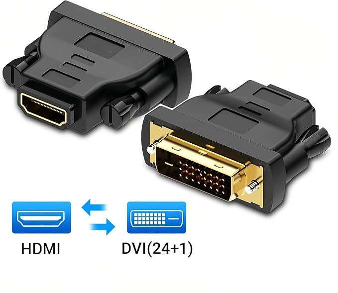 MMOBIEL HDMI to DVI Adapter - Bi-Directional - Male DVI-D Dual Link to Female HDMI - Converter Supports Monitor, PC, TV, Gaming, Projector - 1080p Full HD 60Hz - Gold Connector – 5 Pack