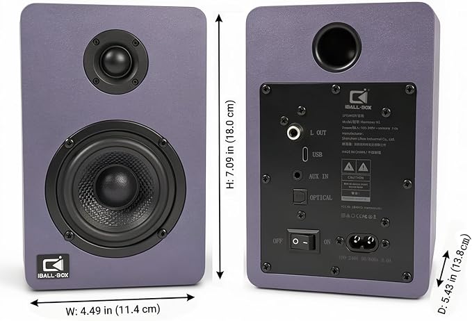 60W Desk Speakers for PC, Bluetooth 5.3 DSP, 24-Bit Optical, USB-C/AUX, Silk-Dome Tweeter, Carbon-Fiber Driver, for Laptop/Mac/Monitor (Slate Blue)