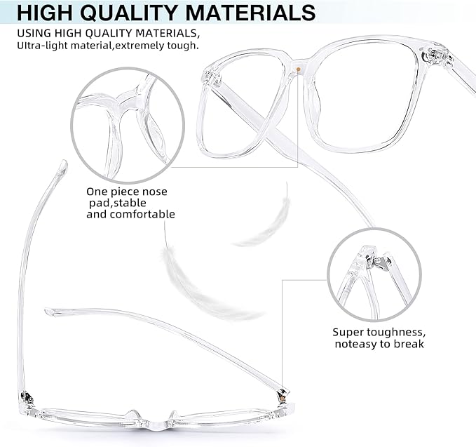Oversized Square Blue Light Blocking Glasses for Women and Men - Gaming & Computer Anti-Fatigue