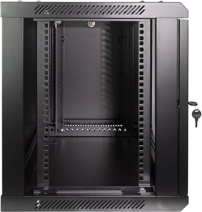 Navepoint 9U Deluxe IT Wallmount Cabinet Enclosure 19-Inch Server Network Rack with Locking Glass Door - Black