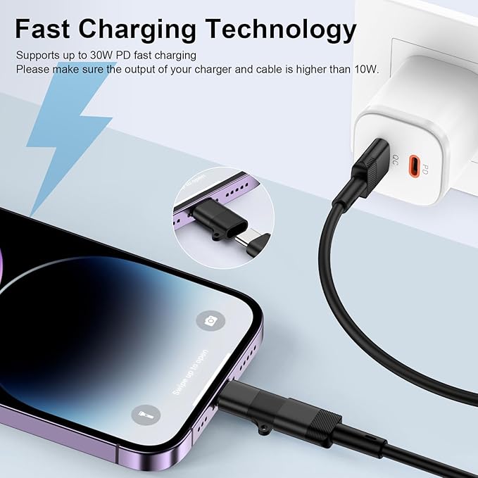 2 Pack USB C to Lightning Adapter [Apple MFi Certified] for iPhone 14 13 12 11 X XR XS 8 7 6 5 iPad AirPods,Lightning to USB Type C Adapter Cable Adaptor PD Fast Charging & Data Sync,NOT for Audio/OTG