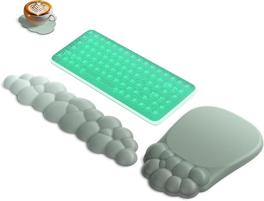 AKIT Bubble Massage Ergonomic Mouse Pad with Wrist Rest for Computer Keyboard Cloud Wrist Rest Keyboard Pad and Cute Mouse Pad with Wrist Support, Soft Green Mousepad Gaming Mouse Pads for Desk Office