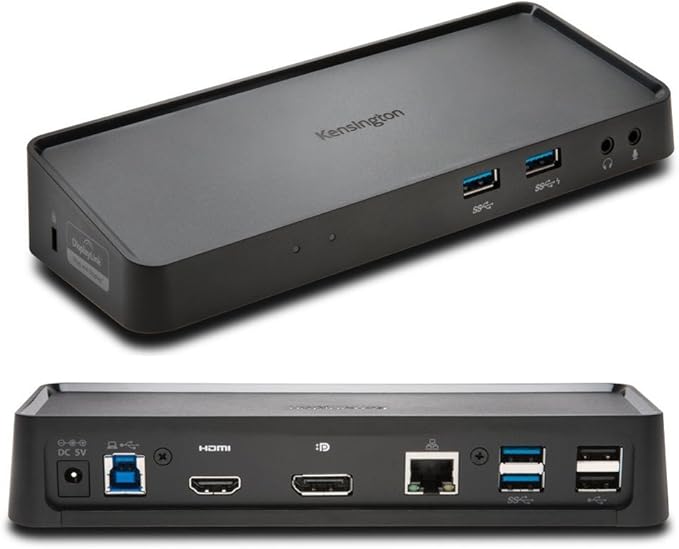 Kensington USB 3.0 Dual Display Docking Station, Dual 2K at 60Hz, 85W PD, Compatible with MacBook M1/M2/M3/M4, Windows, and Surface Laptops (K33997WW) Black