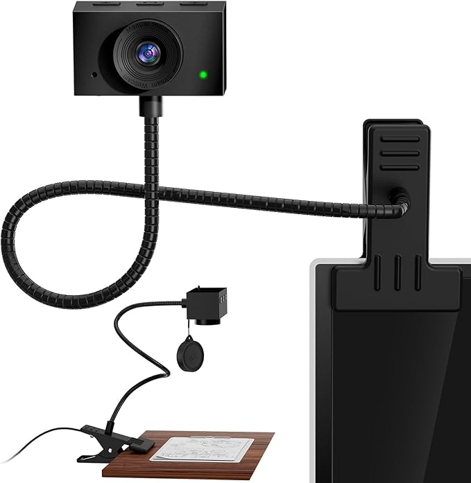Webcam for PC, Laptop Camera USB Webcam with Adjustable Gooseneck, Flexible Positioning 1080P Computer Camera for Presentation, Desktop Demo, Full-Body View, Video Call, Zoom, Teams, Skype (Black)