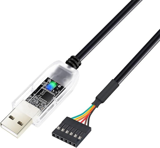 DTECH USB to TTL Adapter FTDI Chip 5V 6 Pin USB to UART Debug Cable FT232RNL IC Serial Converter 6ft LED Indicators Output 5 Volt for Windows 11 10 8 7 XP MAC Linux Easy Debugging and Programming