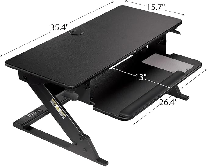 3M Precision Standing Desk Converter, Sit to Stand Ergonomic Work Station, Height Adjustable Desktop Riser, Black