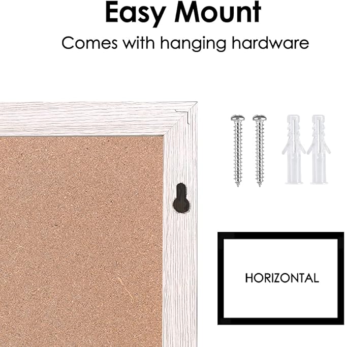Dry Erase Calendar Whiteboard for Wall, Combination Magnetic Dry Erase White Board & Bulletin Board, 17.7" x 21.6" White Wood Framed Calendar/Cork Combo Board(WH-4555)
