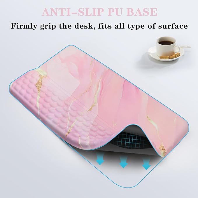 Ergonomic Keyboard Stand with Wrist Rest, Computer Wrist Support Pad, Tilted Keyboard Riser Holder Lift Tray with Wrist Pad, Easy Typing, Comfy Soft Memory Foam Desk Cushion for Office Home