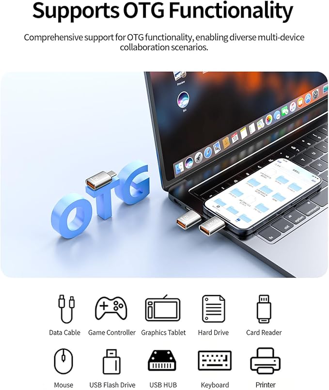 BOMIE USB C to USB Adapter 10 Pack, 6A 120W Fast Charging 10Gbps Data Transfer,USB C Male to USB 3.2 Female OTG Adapter for Phone 15/16/17,Pad,Ma-cBook Pro/Air,Smartphone,Laptop,Tablet Silver
