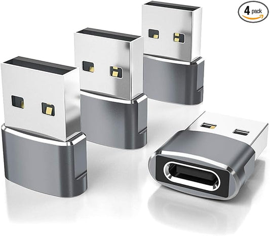 Elebase for Samsung Galaxy Z Flip 7 Adapter,USB to USB C Adaptor 4Pack,Type C Female to A Male Cable Converter for Z Fold Flip 7 6 5,A55 A54 A53 A52,Tab S10 S9 S8 A9 A8 Lite,Watch Ultra Classic Active