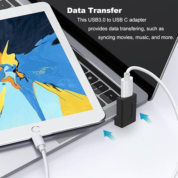 180 Degree USB A Male to USB C Female Adapter, Back Angled Opposite U Shape USB A Female to Type C Male Cable Connector Support 10Gbps & Data Transfer, for Laptops/Phone/Tablet