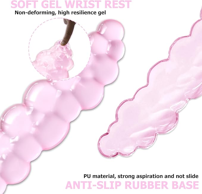 Gel Cloud Wrist Rest Keyboard, Cute Wrist Rest for Computer Keyboard, Ergonomic Keyboard Wrist Rest and Soft Mouse Wrist Rest for Typing Pain Relief, Suitable for Office, Home, Computer, Gaming, Pink
