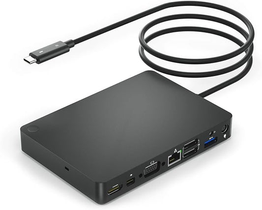 WD15 USB-C Docking Station - Dual 4K Displays or Single 4K Display with MiniDP, HDMI, VGA for Dell USB-C Laptops (1DP, 1HDMI, 1VGA, 3USB3.0, 2USB 2.0, 1Audio, 1Speaker Out)