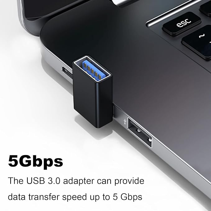 AreMe 90 Degree USB 3.0 Adapter 2 Pack, Up and Down Angle USB A Male to Female Converter Extender for PC, Laptop, USB A Charger, Power Bank and More (Black)