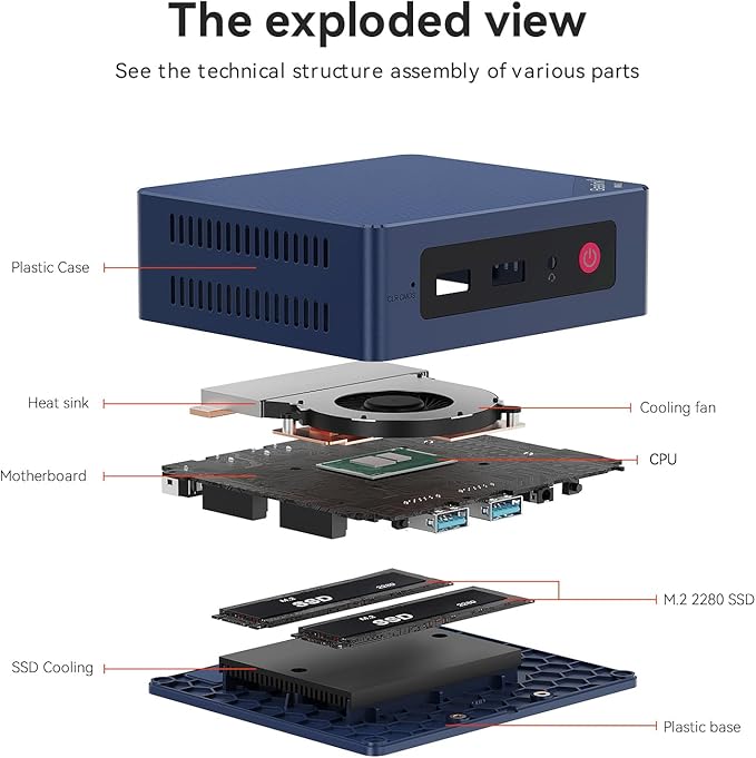 Beelink Mini PC, Mini S12 Intel 12th Gen 4-Core N95(up to 3.4GHz), Mini Computer 12GB LPDDR5 RAM 500GB SSD, Desktop PC Dual HDMI 4K UHD/2.5G/Dual WiFi5/BT4.2/HTPC/W11 Home