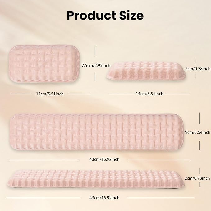 Ergonomic Pink Wrist Rest for Keyboard and Mouse, Memory Foam Wrist Cushion, Wrist Support for Keyboard, Laptop, Mac, Office, Work, Gaming