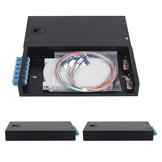 2 Packs 6 Duplex Singlemode LC-OS2 12 Port LC Wall Mount Enclosure Box Desktop Terminal Box + Splice Trays Fiber Cables LC-UPC Kit (Includes Pigtails and Couplers)