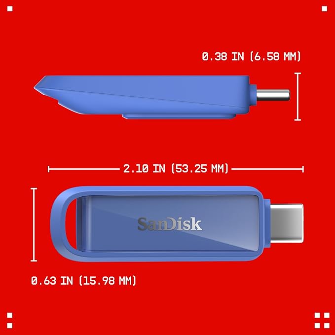 SanDisk 256GB Phone Drive with USB Type-C - for Smartphones, Tablets, and Computers - Up to 150MB/s, USB 3.2 Gen 1 - Maritime Blue - SDIXS0N-256G-GN6ND