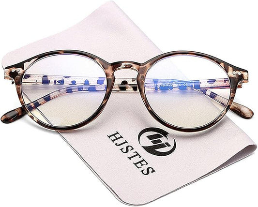HJSTES Vintage Blue Light Glasses for Women Men Round Bluelight Blocking Glasses Thick TR90 Frame Eyeglasses