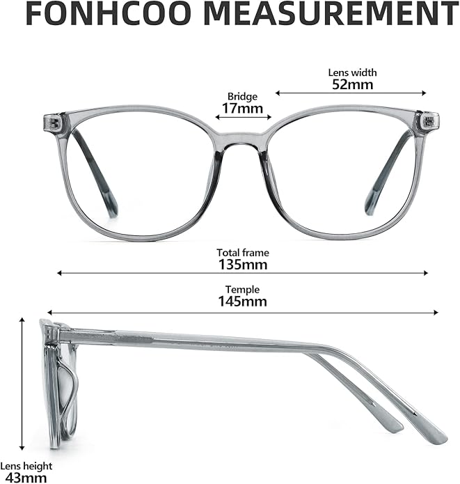 FONHCOO Blue Light Blocking Glasses Fashion Round TR90 Frame Transparent Eyewear Anti UV Computer Glasses for Women Men