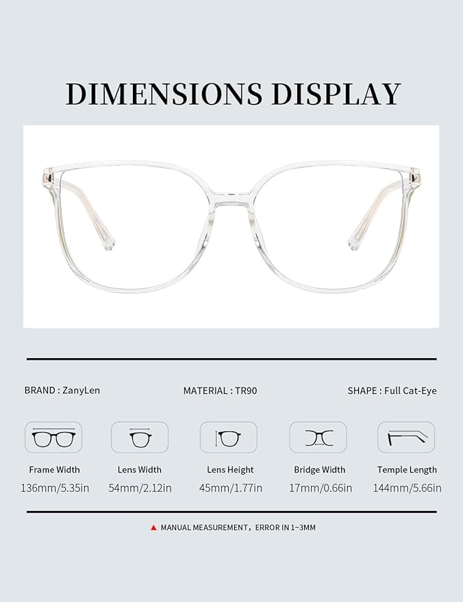Vintage Cat-eye Blue Light Blocking Glasses for Women, Lightweight TR90 Fashion Eyeglasses