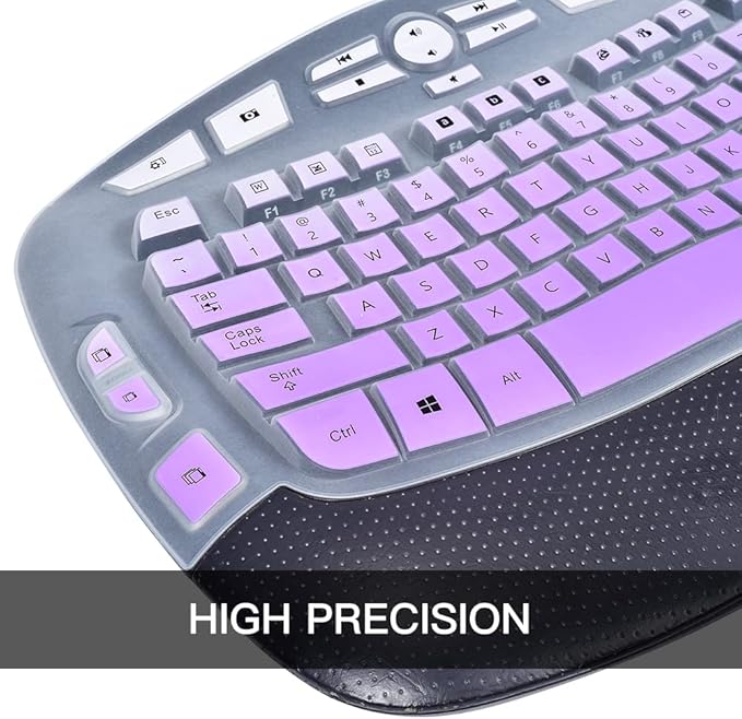 Keyboard Cover for Logitech K350 MK550 MK570 Keyboard Cover Skin for Logitech K350 MK550 MK570 Wireless Wave Keyboards Covers Skin Protector Accessories, Ombre Purple