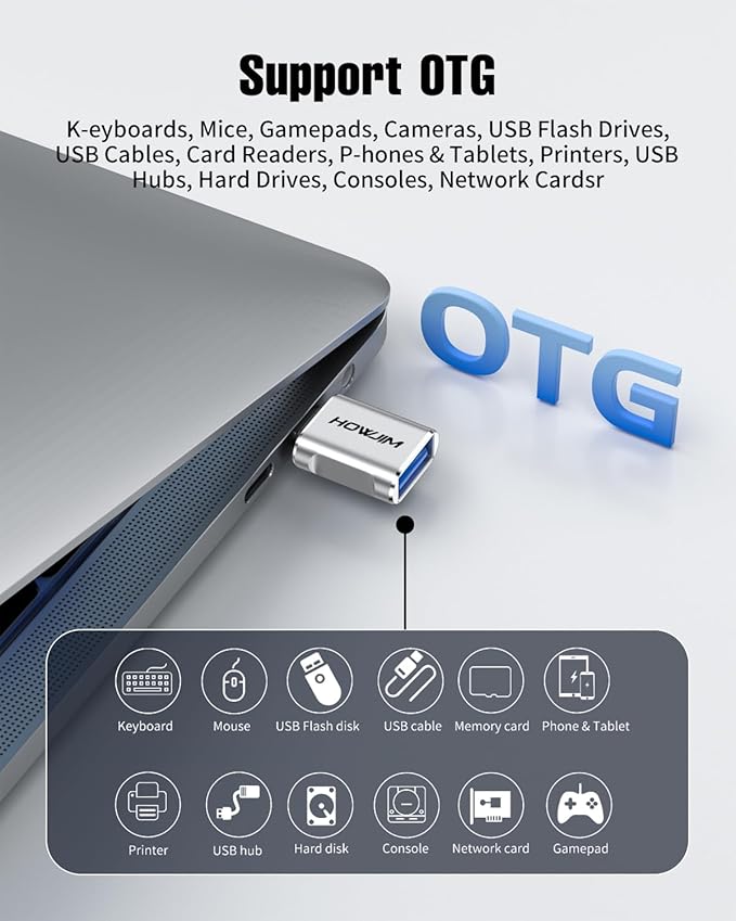 USB C to USB Adapter 2 Pack,10Gbps Data Transfer Fast Charging,Type C Male to USB 3.2 Female OTG Adapter,Aluminum Shell for Phone 17/16/15 Pro Max,Pad Pro,M-acBook Pro/Air,D-ell XPS,Chrome-book Silver