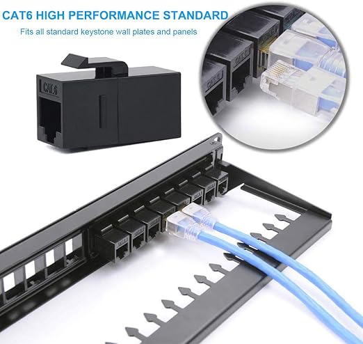 100 Pack Rj45 Coupler Cat6 Cat 6 Cat 5 Cat5 Cat5e Keystone Jack Network Cable Couplers Extender Adapter Wall Inline Patch Panel Connectors