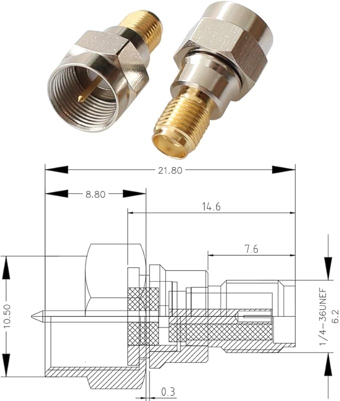 F Type to SMA Male Female Coax Connector Coaxial Adapter 2 Sets 6 Pcs