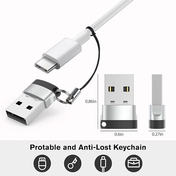 USB C Female to USB Male Adapter 2.0 (Black, 4 Pack)