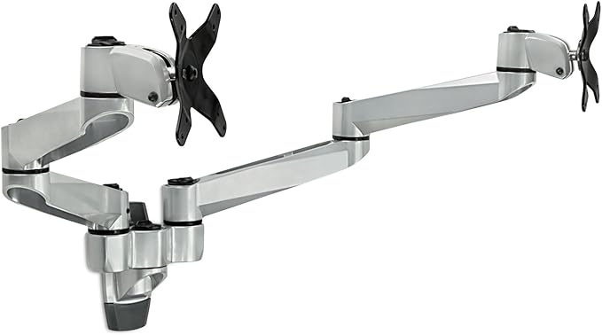 Mount-It! Premium Modular Dual Monitor Wall Mount Arms | Tilt Swivel VESA Wall Mount | Fits 13 15 17 19 21.5 24 27 Inch Computer Screens with 75 100 VESA Patterns | Silver