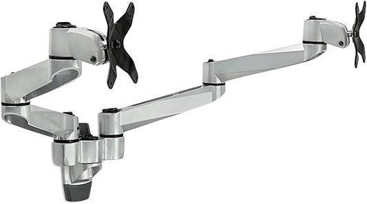 Mount-It! Premium Modular Dual Monitor Wall Mount Arms | Tilt Swivel VESA Wall Mount | Fits 13 15 17 19 21.5 24 27 Inch Computer Screens with 75 100 VESA Patterns | Silver