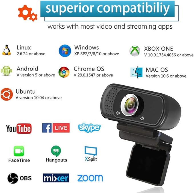 HZQDLN 1080P Webcam with Microphone, HD Webcam Web Camera with Tripod Stand, Widescreen USB Computer Camera, Streaming Mic Web cam for Online Calling/Conferencing,Facetime/YouTube Desktop Laptop PC