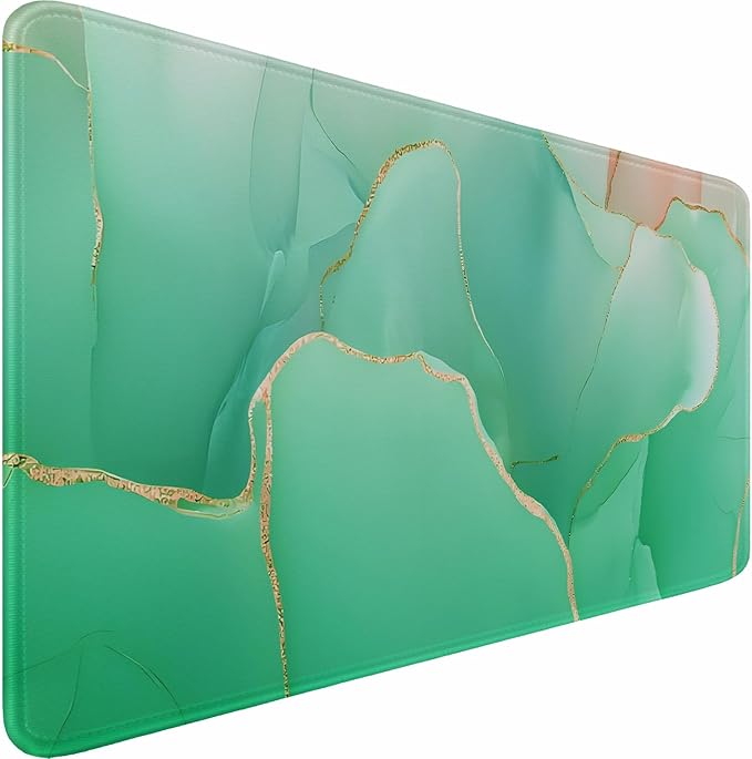 Large Mouse Pad 31.5 x 11.8 in, Gaming Mousepad with Stitched Edges, Premium Microfiber Cloth Surface, Waterproof Non-Slip Base Keyboard Desk Mat for Home Office Gaming, Marble Green