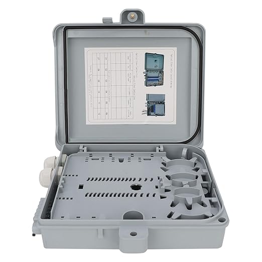Pissente FTTH Fiber Optic Distribution Box, 12 Core Wall Mounted, IP65 Waterproof Enclosure for Cables, Pigtails, Patch Cords