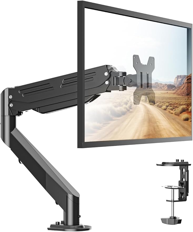 Bracwiser Monitor Mount 17-35 Inch Adjustable Gas Spring Desk Mount Stand Hold up to 24.25lbs with Clamp/Grommet Mounting Base (MD82)