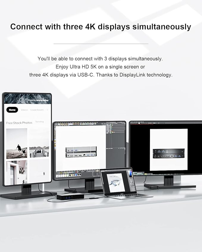 D6000 Universal Docking Station, USB 3.0 and USB C Single 5K or Triple 4K Display Docking Station with Two DisplayPort and HDMI for Windows and Mac (1HDMI, 2DP, 1Audio, 4USB3.0, 1USB C, 1Speaker Out)