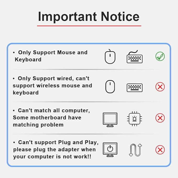 PS2 to USB Female,PS/2 Male Converter Changer Adapter for Wired Mouse 2pcs by Oxusbor(Notice:Can't Match All Motherboard,Have Matching Problem)