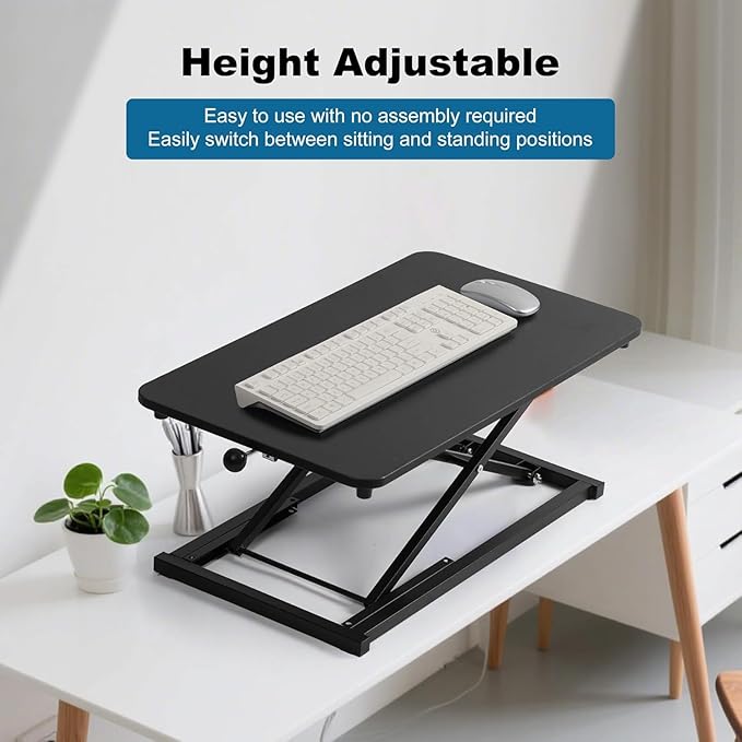 Height Adjustable Standing Desk Converter, Keyboard Riser for Stand Up Desk Riser, Computer Keyboard Stand for Desktop, Ergonomic Sit Stand Computer Workstations Black Size 23.6 Inch