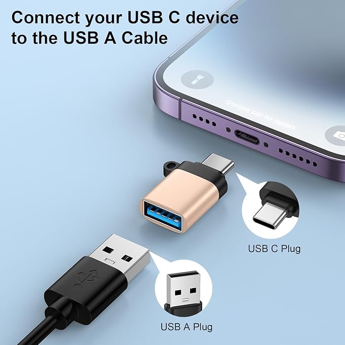 USB C Male to USB 3.0 Female Adapter 5Pack OTG Adapter for Moto G Power G Play 2026 G 5G G Stylus Edge 70 60 50 40 Pro Razr 60 50 Ultra One 5G UW Ace,Samsung Galaxy,Google Pixel