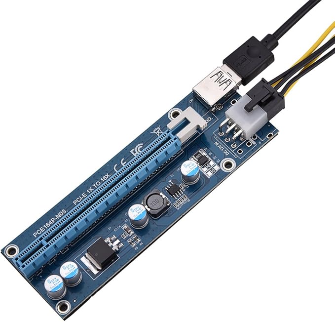 Richer-R Mini PCI-E to PCI Express 16x Extender, Riser Adapter with SATA Power Cord for Video Card Mining, USB, Linux, Personal Computer, Laptop